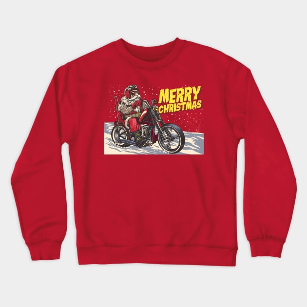 Hand drawn santa claus riding a chopper Crewneck Sweatshirt by kameleon